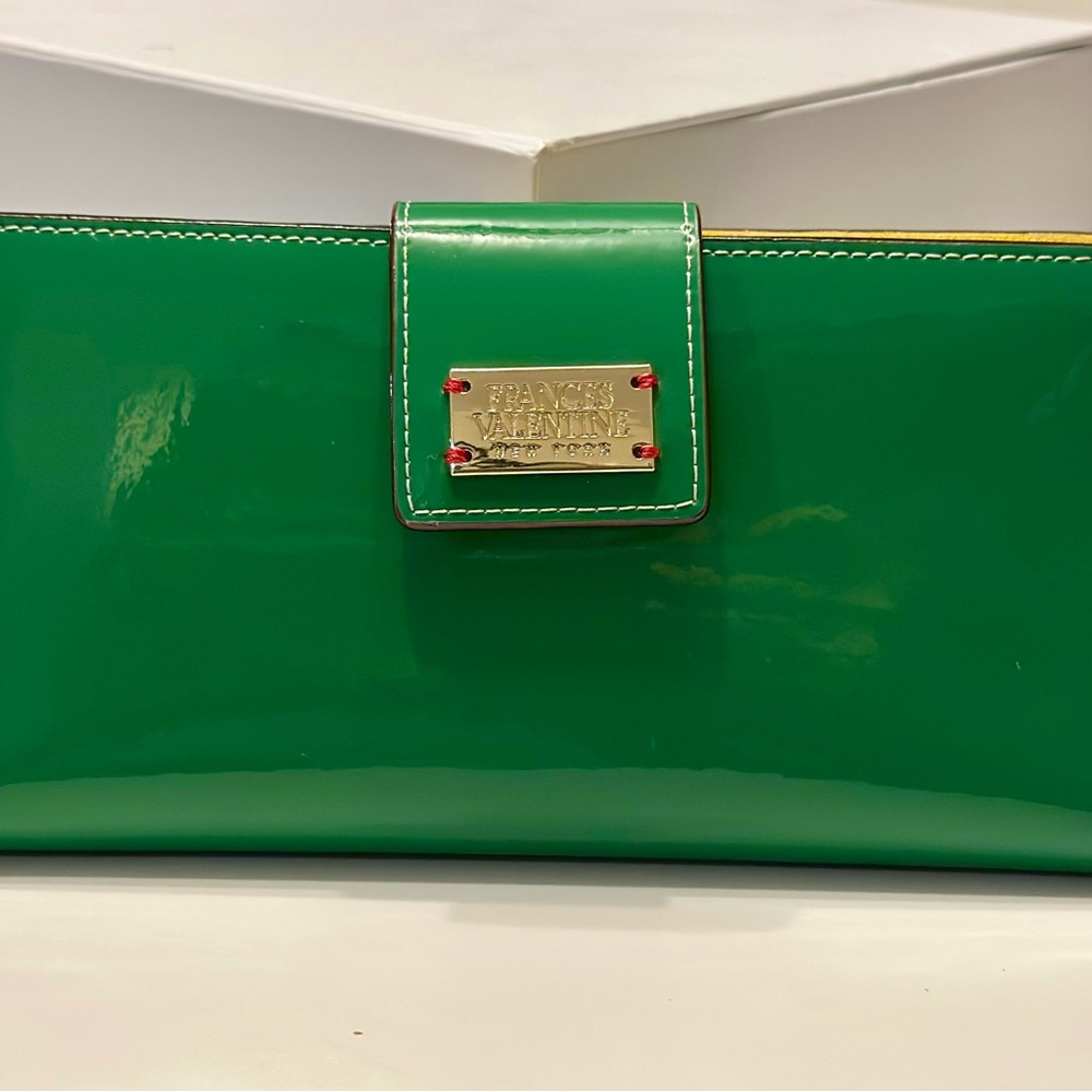 Real Frances Valentine Wallet: patent leather, kelly green